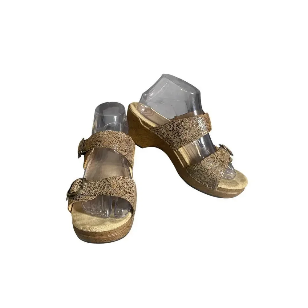 Dansko Women’s Sophie Iridescent Brown Heeled Slide Sandals Size-40 US-10